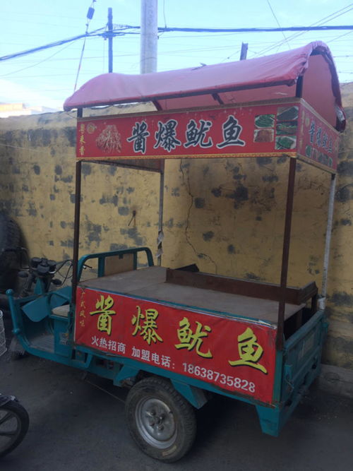 街头铁板鱿鱼小吃车，铁板鱿鱼车摊子