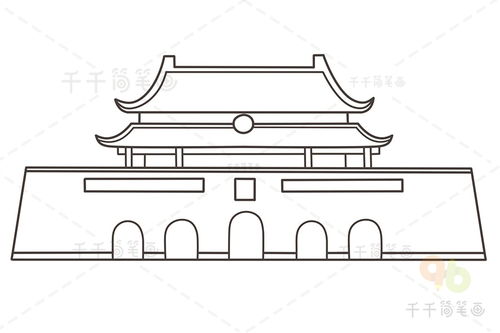天安简笔画，天安简笔画带涂颜色