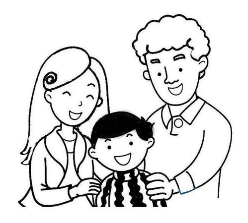 三口全家福简笔画图片，三口全家福简笔画图片简单