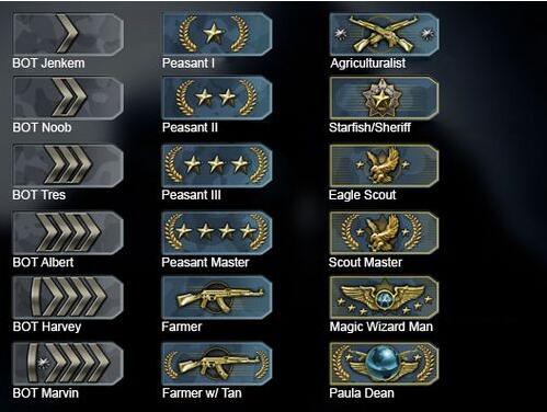 csgo等级表，csgo等级表段位表