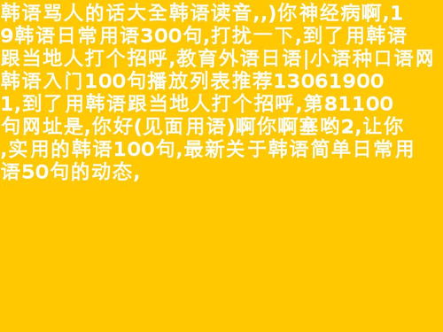 100句骂人韩语，100句骂人韩语带翻译