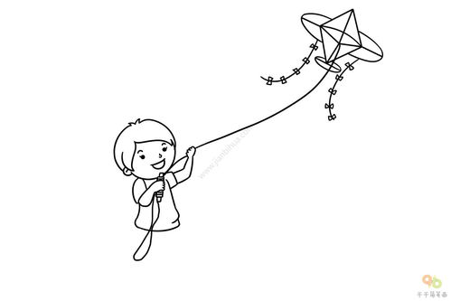 放风筝的小女孩怎么画又简单又漂亮?