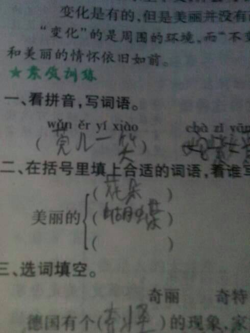 美丽的什么填空，美丽的什么填空一年级