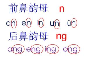 前鼻韵母后鼻韵母分别是?