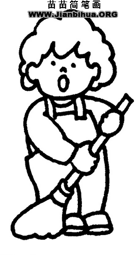 怎样简笔画扫地的小朋友