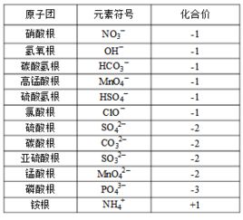 化学元素化合价，化学元素化合价表格
