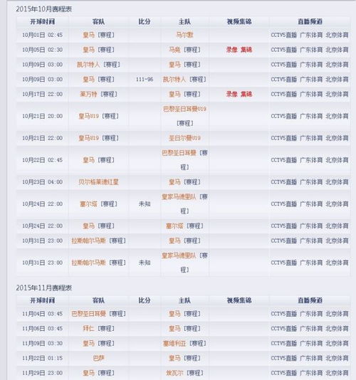 皇马有什么赛程安排