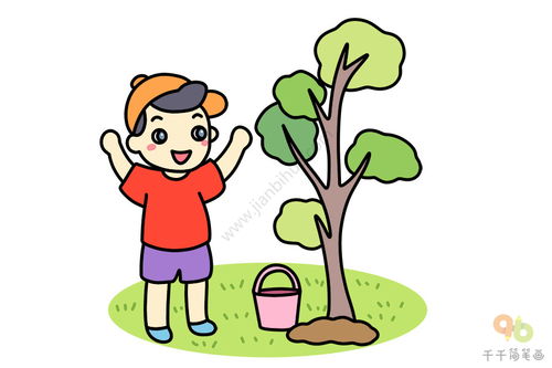 请问怎么画植树节简笔画