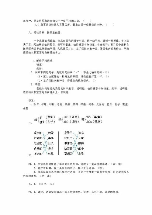 丰碑 阅读答案