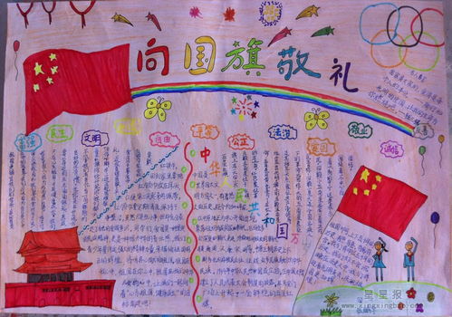 向国旗敬礼的手抄报超级美丽怎样画