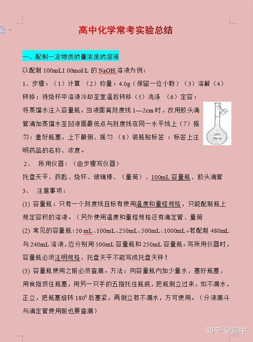 高中化学有哪些重要的试验