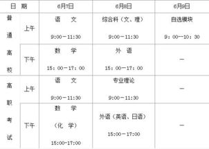 高考科目安排，高考科目安排时间