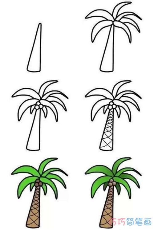 椰子树怎么画简笔画 海边