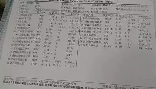 血常规指标，血常规指标正常值