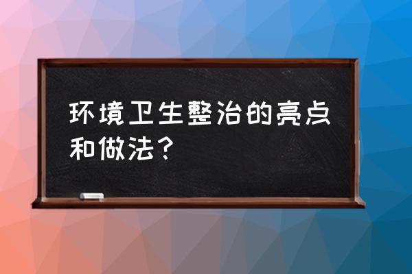 如何加强环保打击力度 环境卫生整治的亮点和做法？