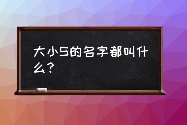 徐姓的女明星名单 大小S的名字都叫什么？