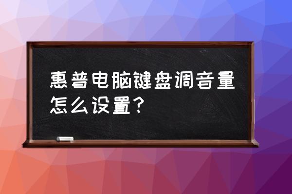 惠普笔记本电脑音量怎么调大 惠普电脑键盘调音量怎么设置? 惠普笔记本电脑音量怎么调大 惠普电脑键盘调音量怎么设置?