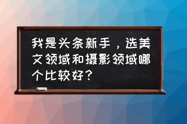 你对摄影的看法是什么 我是头条新手，选美文领域和摄影领域哪个比较好？