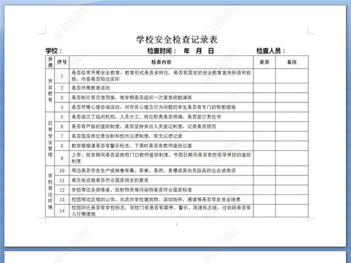 安全检查记录表范本，学校安全检查记录表范本