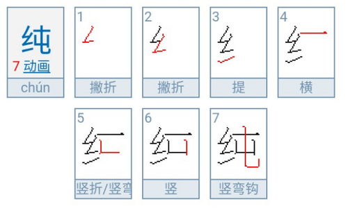 纯的笔画，纯的笔画笔顺