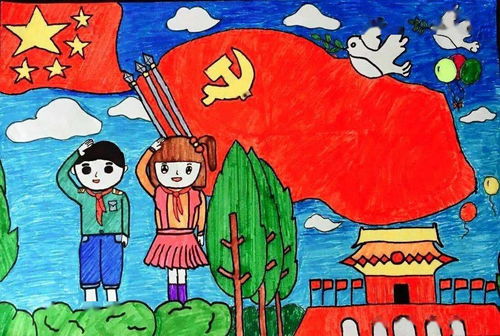 爱国主义绘画作品图片，爱国主义绘画作品图片大全颜料画