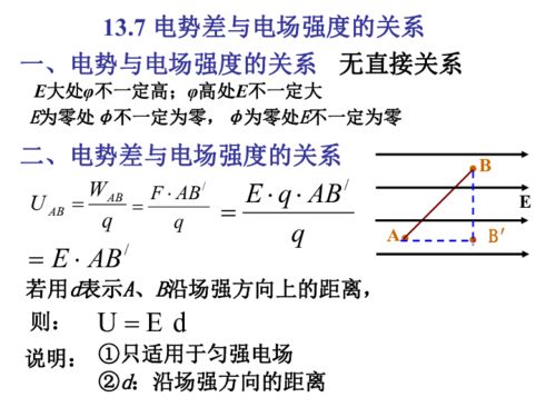 电势与电场强度的关系，电势与电场强度的关系公式
