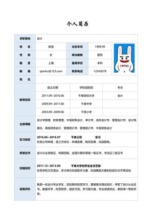 会计优秀个人简历范文