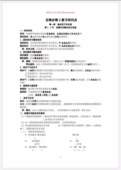 高中生物必修二知识点总结_高中生物必修2知识点总结大全