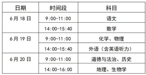 天津中考时间2023年具体时间表