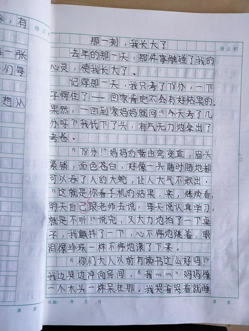 那一刻,我哭了作文