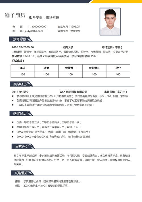 研究生复试简历怎么写 范本