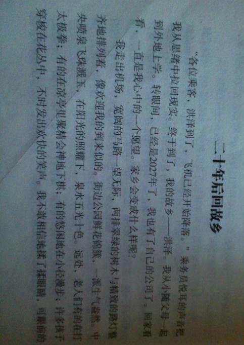 二十年后回故乡作文400字左右