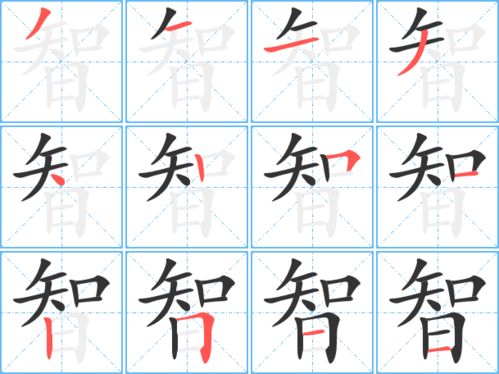 “智”字的笔画笔顺?