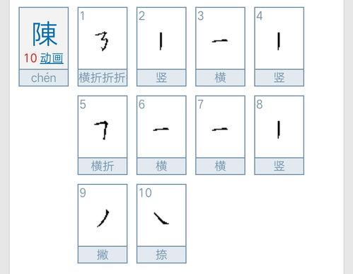 陈字有几画笔顺序排列