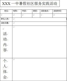 社区服务活动记录表填写范例，社会实践和社区服务活动记录表