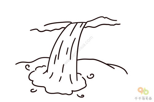 瀑布简笔画简单又漂亮，庐山瀑布简笔画