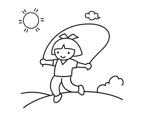 几个小朋友跳绳简笔画