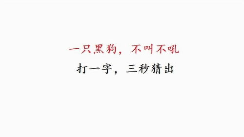 黑狗打一字是什么字，一只小黑狗打一字