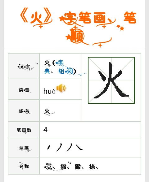 “火”笔顺怎么写?