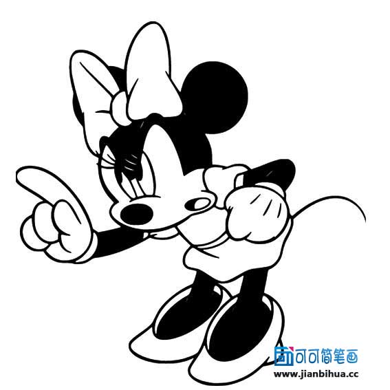 米妮简笔画图片，米妮简笔画彩色
