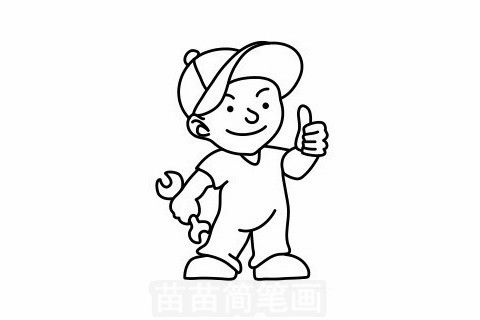 工人简笔画图片大全，工人简笔画涂色