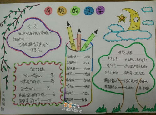 有趣的汉字手抄报简单又漂亮，有趣的汉字手抄报模板图片