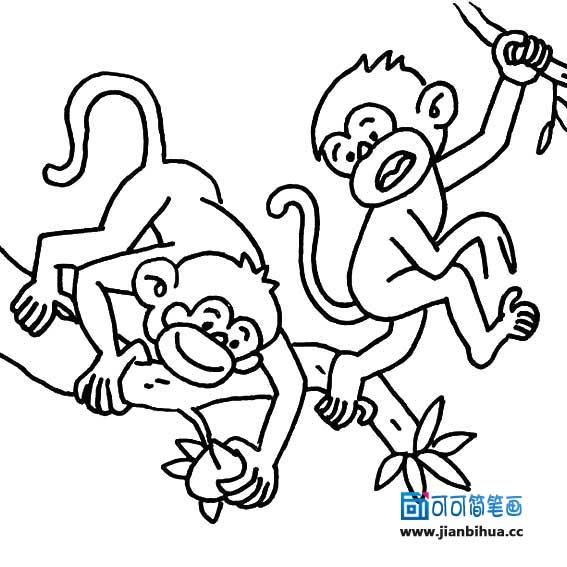 如何画猴子简笔画，画猴子简笔画爬树