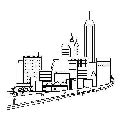 城市简笔画 高楼大厦，城市简笔画图片