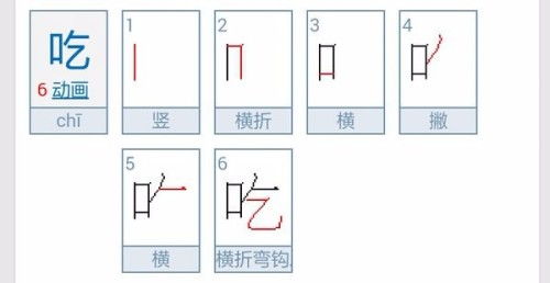 吃的笔顺怎么写