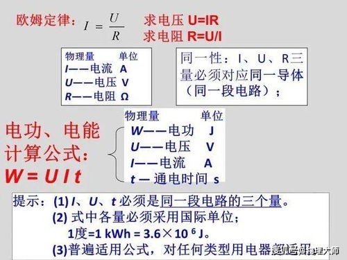 九年级上册物理公式和知识点