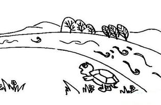 小河简笔画图片大全，小鱼小河简笔画
