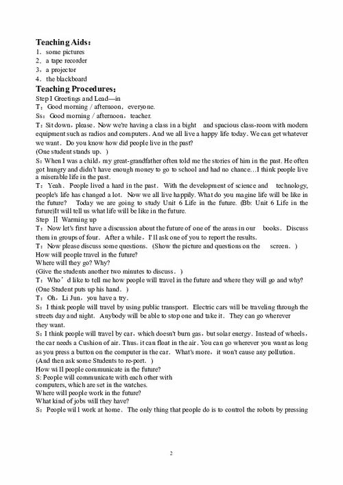 高二英语教案《Unit 4 Body language》