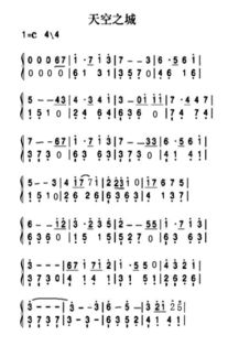 天空之城钢琴数字版简谱 最好自己打出来的!!要快 紧急!!!